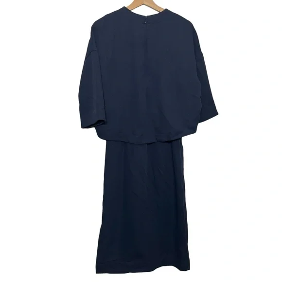 COS Navy Layered Midi Dress Size 4 Minimalist Modern Workwear - Picture 5 of 11
